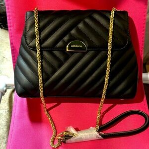 Liz Claiborne Nadia Crossbody black bag purse with gold tone chain